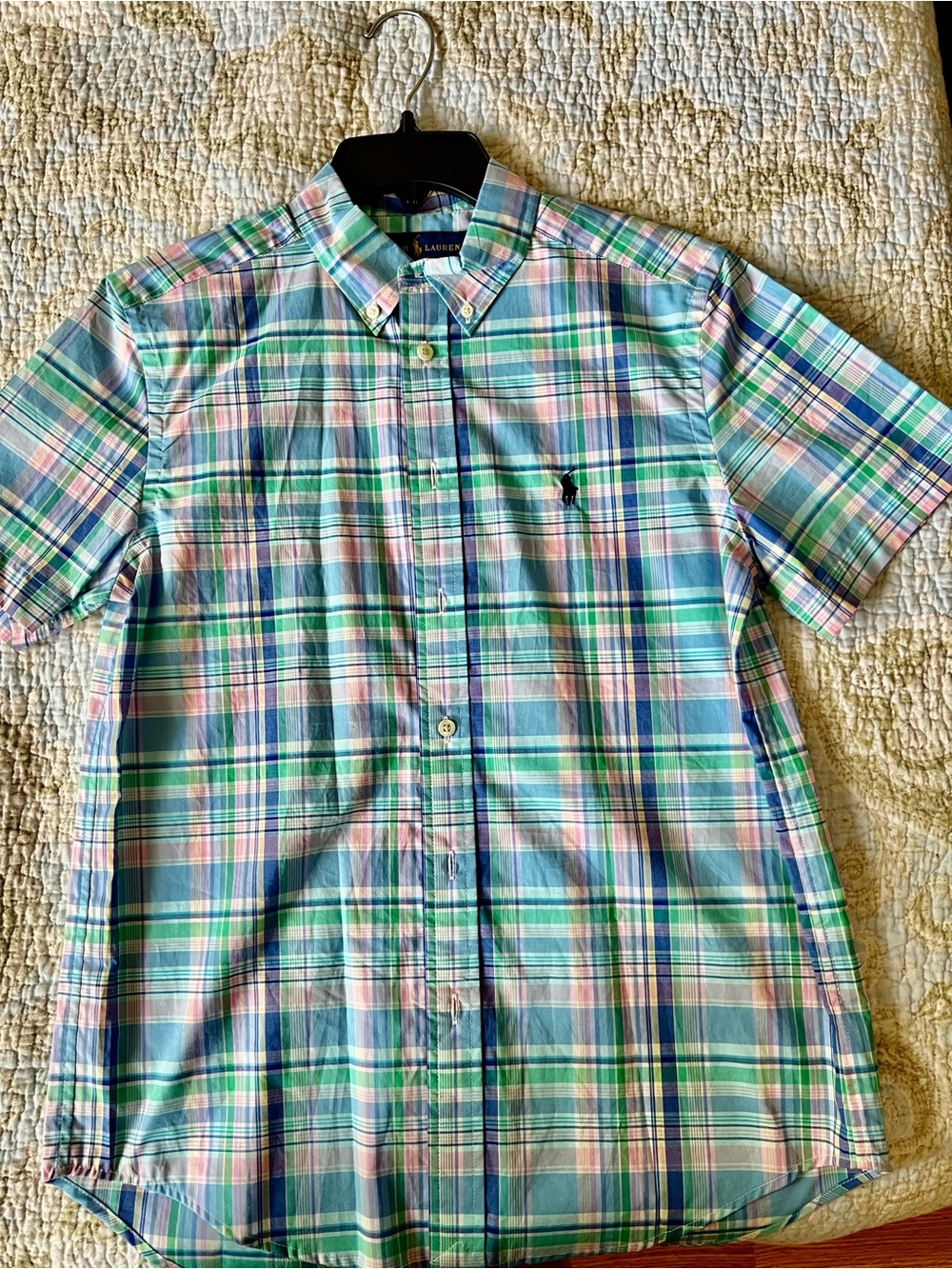 Ralph Lauren Pastel Plaid Short Sleeve Button-Down Shirt